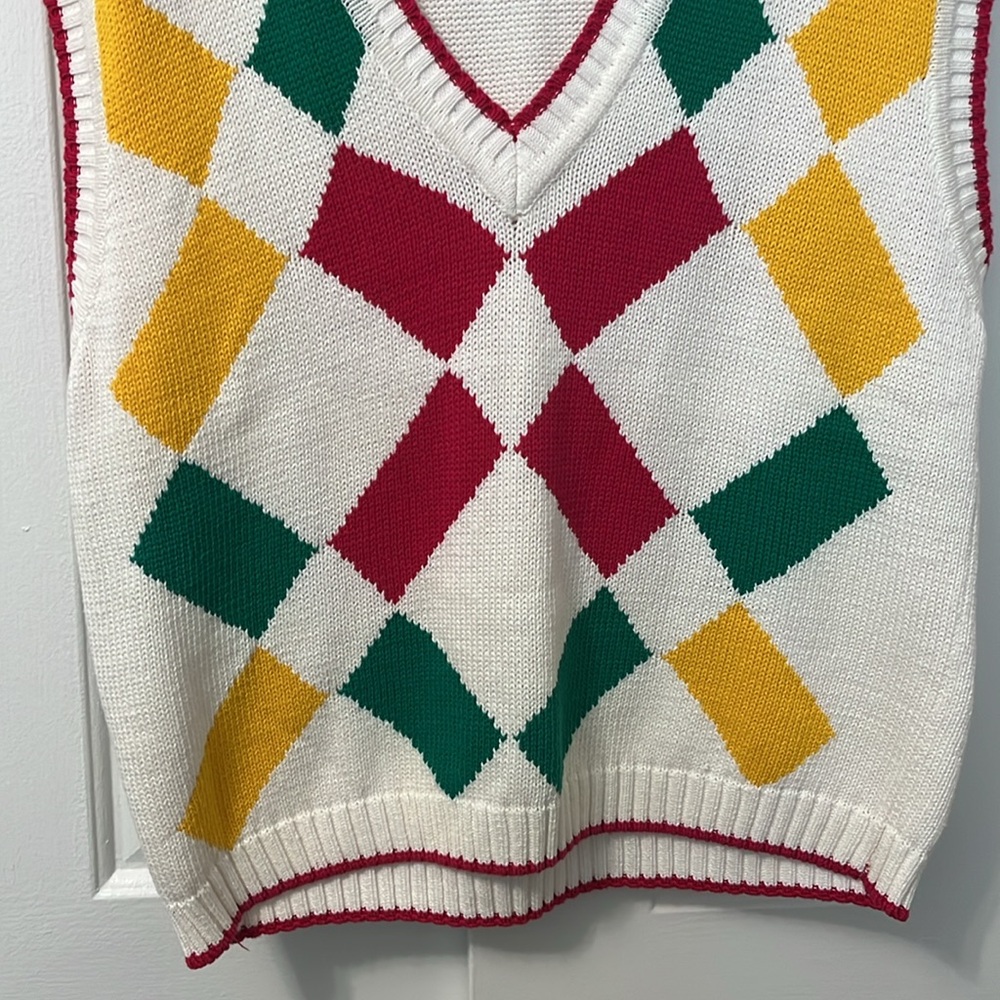 Vintage Men’s Izod Lacoste Knit Vest Colorful Size L - Picture 6 of 7
